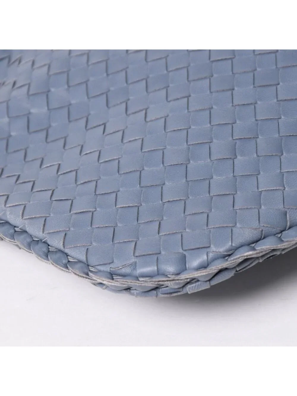 Bottega Veneta Intrecciato Hobo Handbag Blue Gray Black Metal Lambskin